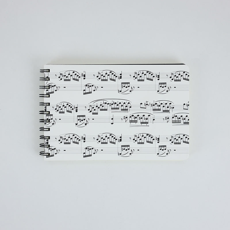 A5 Spiral Notebook White with Black Music Manuscript