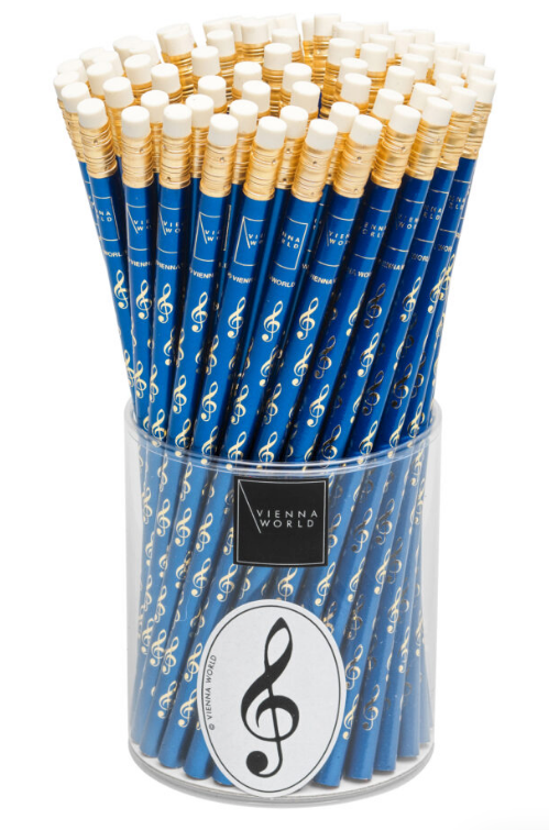 Pencil Blue with Gold Treble Clefs