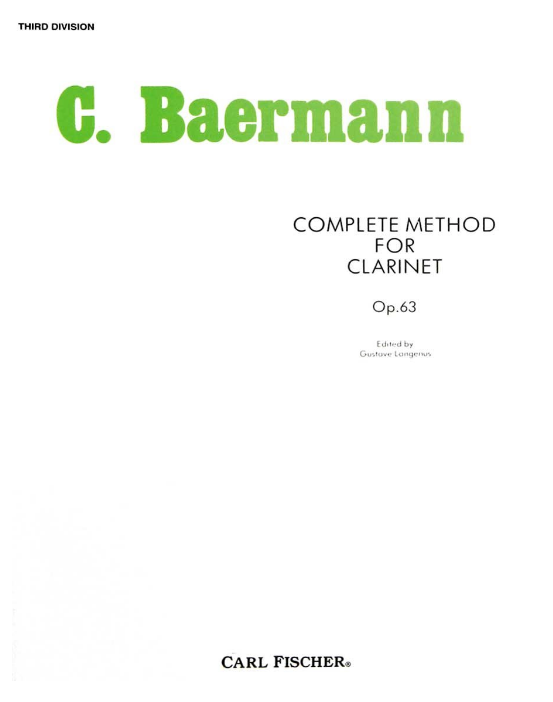 Baermann - Complete Method Op63 3rd Division - Clarinet Fischer O33