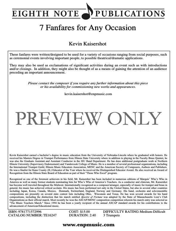 7 Fanfares for Any Occasion Trumpet Trio