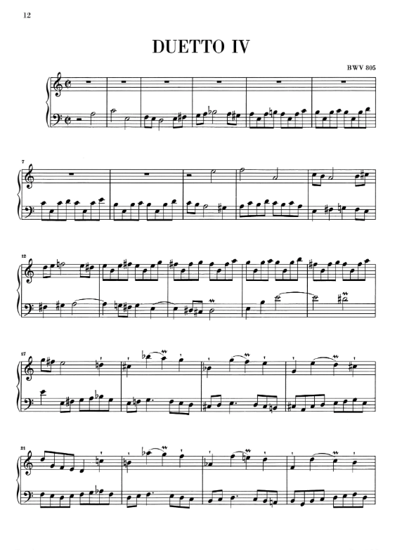 Bach - 4 Duets 4 BWV802-805 Without Fingering - Piano Solo Henle HN1161