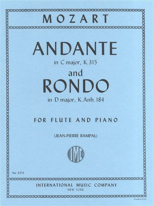 Andante in C K 315 and Rondo in D Anh 184 Fl/Pno