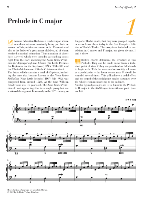 Bach - At the Piano, 16 Well-Known Original Pieces - Piano Henle HN1816