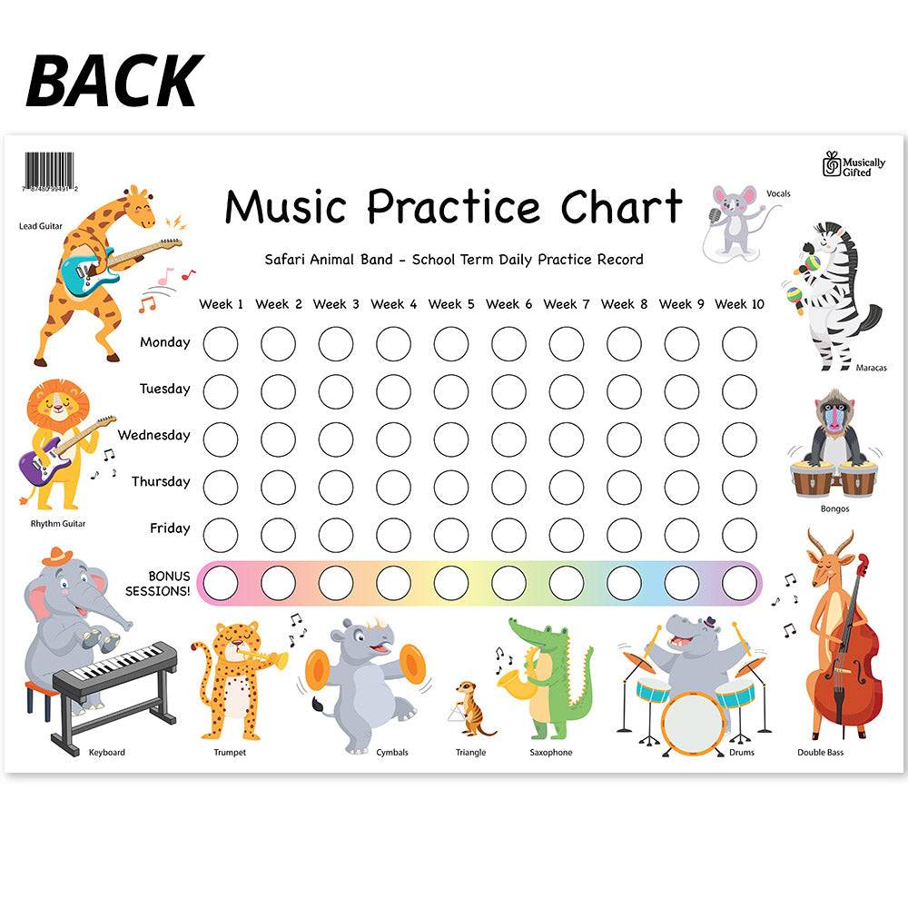Penguins & African Animals Daily Music Practice Chart - 20 Weeks by Musically Gifted
