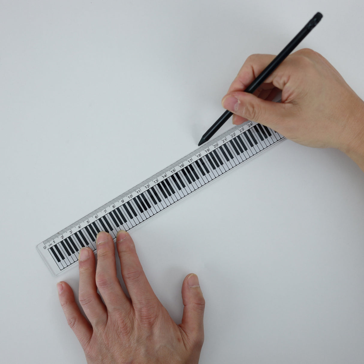 30cm Music Ruler Clear with White Piano Keyboard