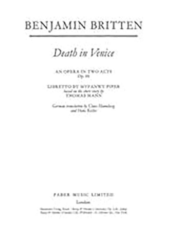 DEATH IN VENICE OPERA FULL SC CASED