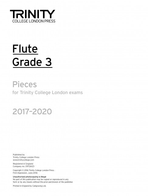 Trinity Flute Exam Pieces Grade 3 2017-2020 Part