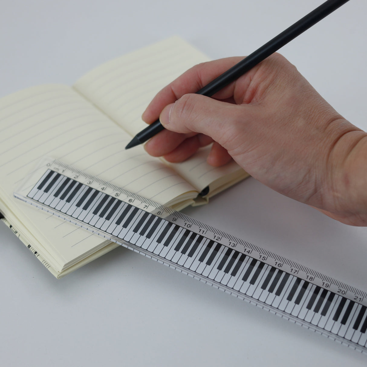 30cm Music Ruler Clear with White Piano Keyboard