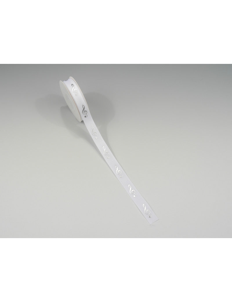 Ribbon White with a Silver Treble Clef