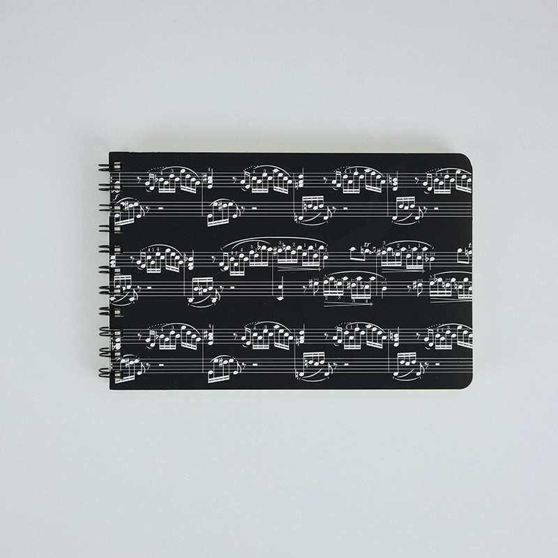 A5 Spiral Notebook Black with White Music Manuscript