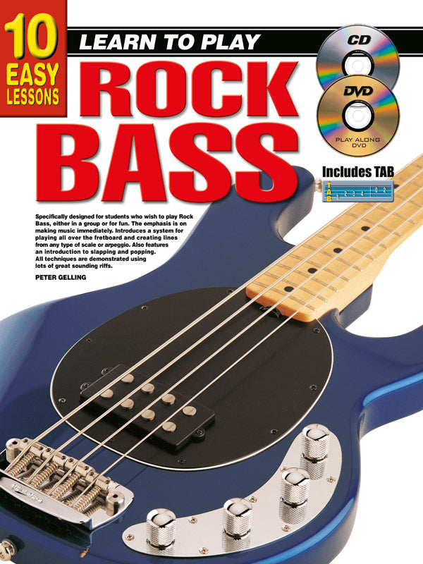 10 Easy Lessons Rock Bass Bk/CD/DVD