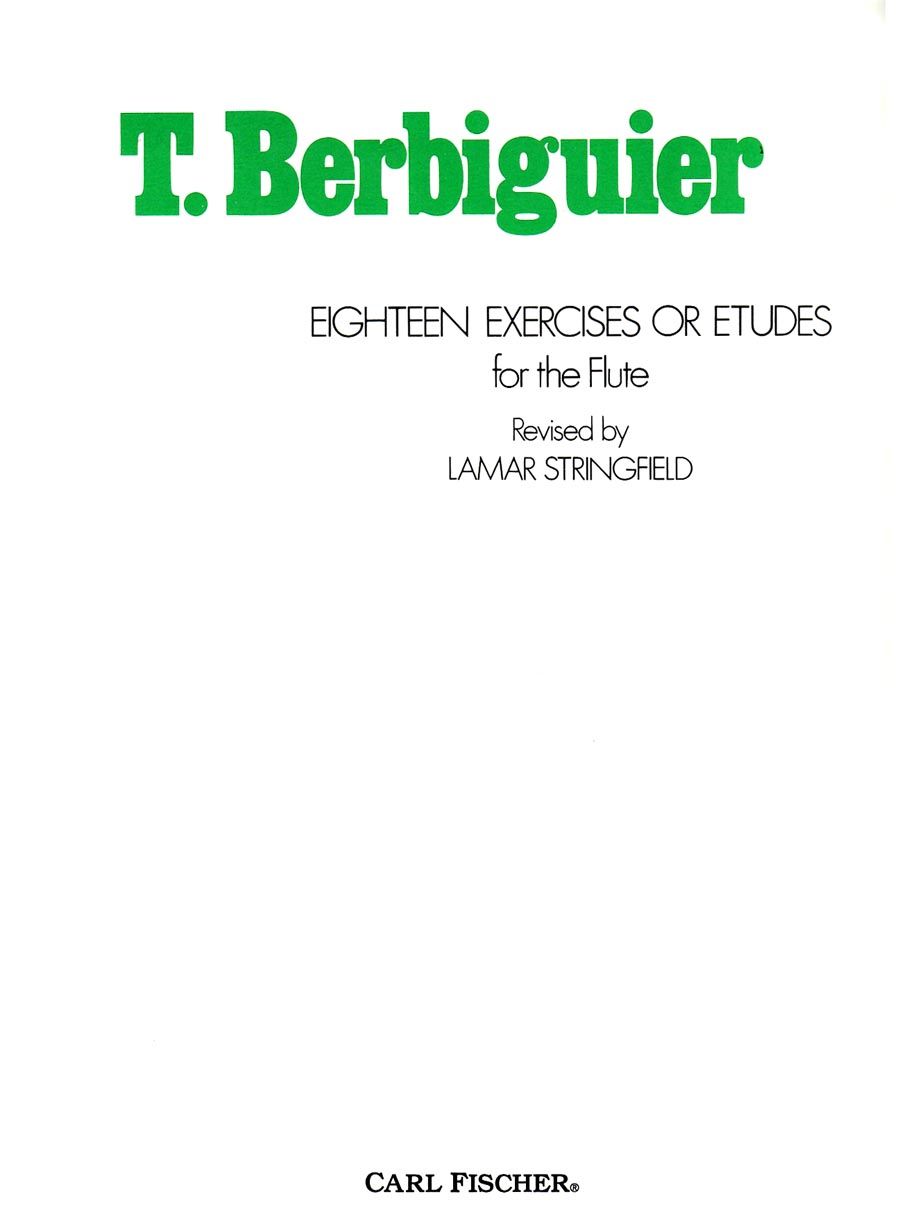 18 Exercises/Etudes for Flute - Berbiguier