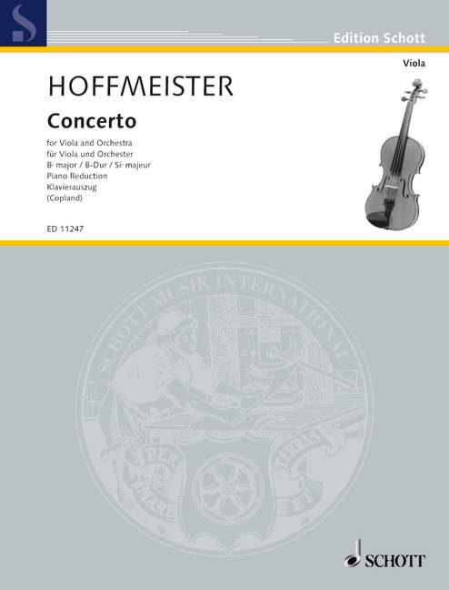 Hoffmeister Viola Concerto in Bb Major Viola/Piano