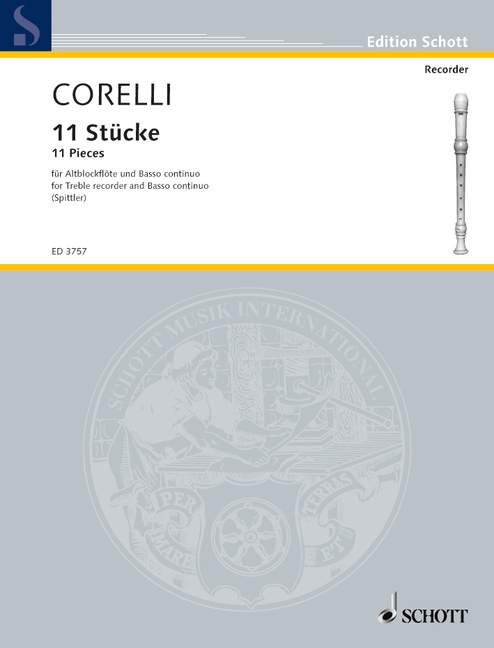 Corelli - 11 Pieces for Treble Recorder/Piano