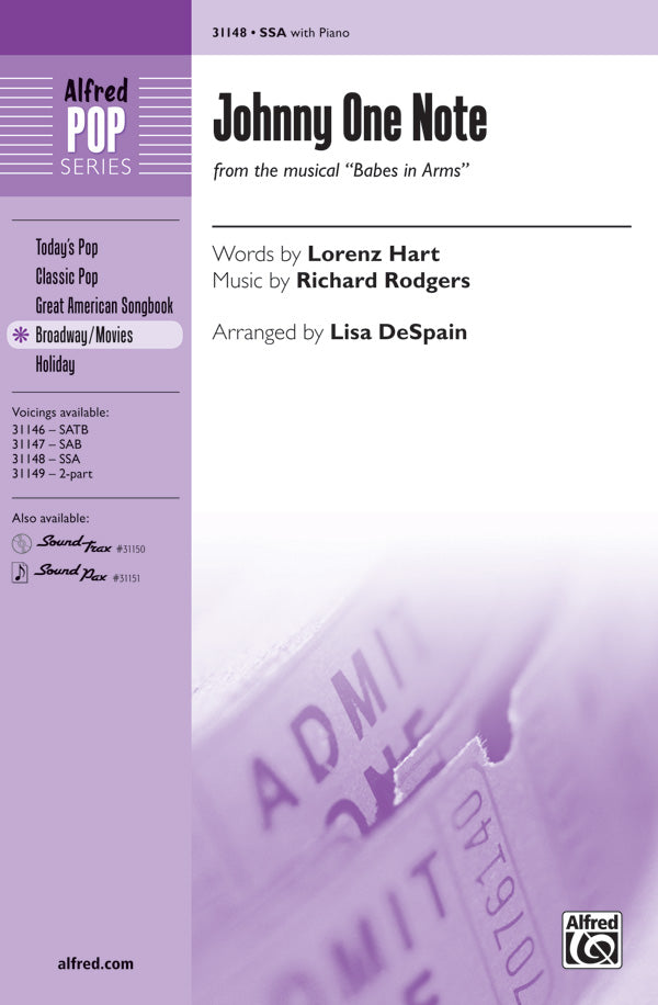 JOHNNY ONE NOTE FROM THE MUSICAL BABES IN ARMS SSA