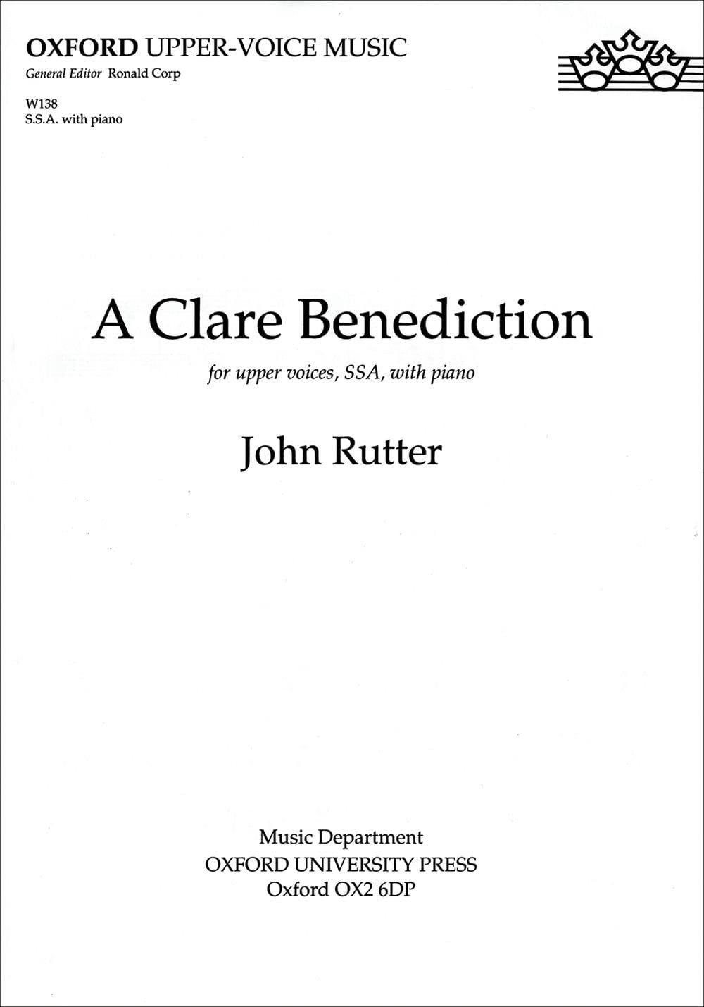 CLARE BENEDICTION SSA/ORG