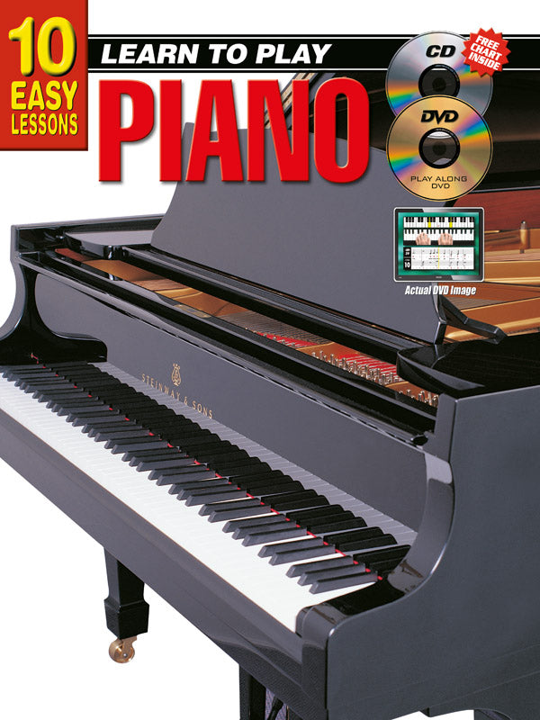10 Easy Lessons Learn To Play Piano Bk/CD/DVD