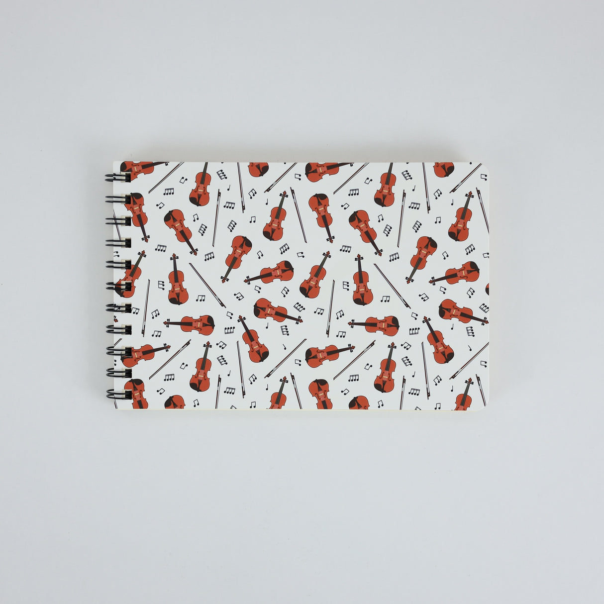 A5 Spiral Notebook White with Violins/Violas and Bows