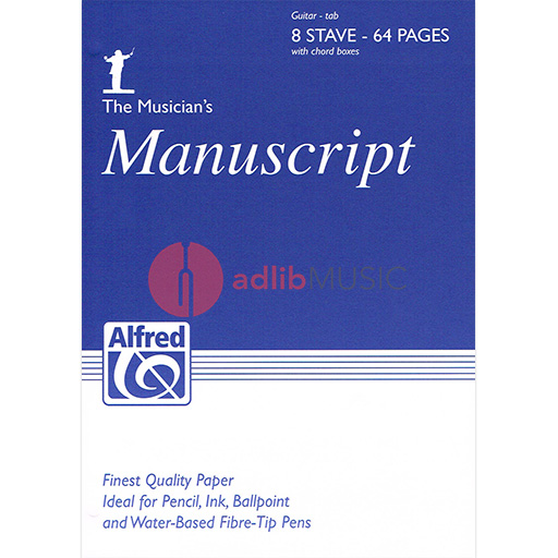 Manuscript Guitar Tab with Chord Boxes 8 Stave 64p