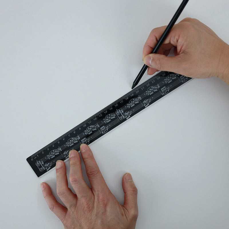 30cm Music Ruler Black with White Manuscript