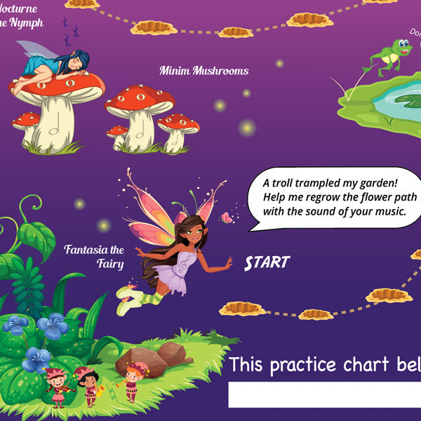 Fairy Garden A3 Music Practice Chart by Musically Gifted