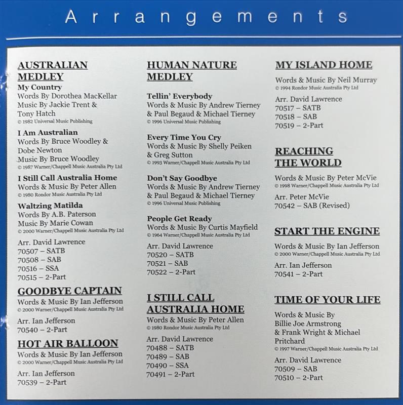 Australian Choral Accompaniment CD Vol 2