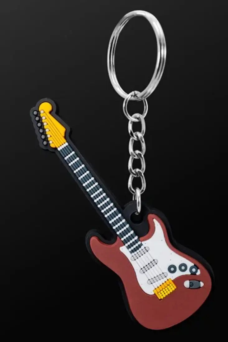 Musician Designer Electric Guitar Brown Keyring