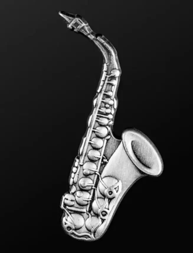 Musician Designer Saxophone Pin Silver