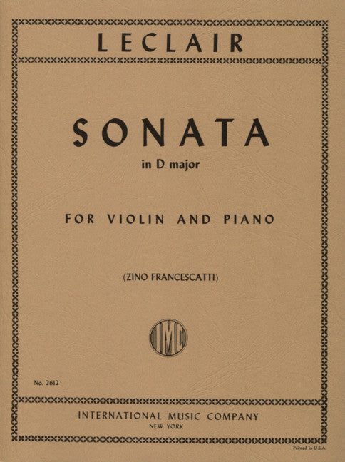 Sonata in D major Op. 9 No.3 - for Violin and Piano - Jean-Marie Leclair - Violin IMC
