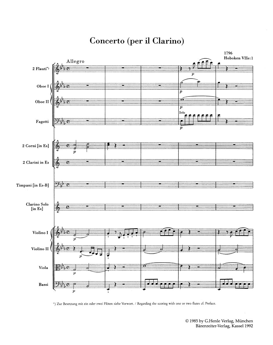 Concerto in Eb Major for Trumpet and Orchestra - Full Score - Haydn