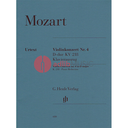 Mozart - Violin Concerto #4 Dmaj K218 - Violin/Piano Accompaniment Henle HN680