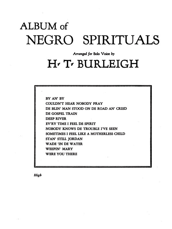Album of Negro Spirituals High Book