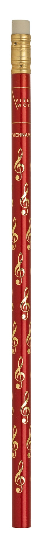 Music Pencil Red with Gold Treble Clefs