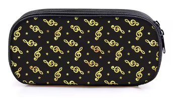 Music Pencil Case Black with Colourful Notes