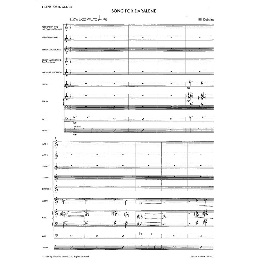 Saxology: Song for Daralene Score/Parts