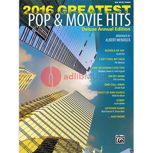 2016 Greatest Pop and Movie Hits Big Note Piano