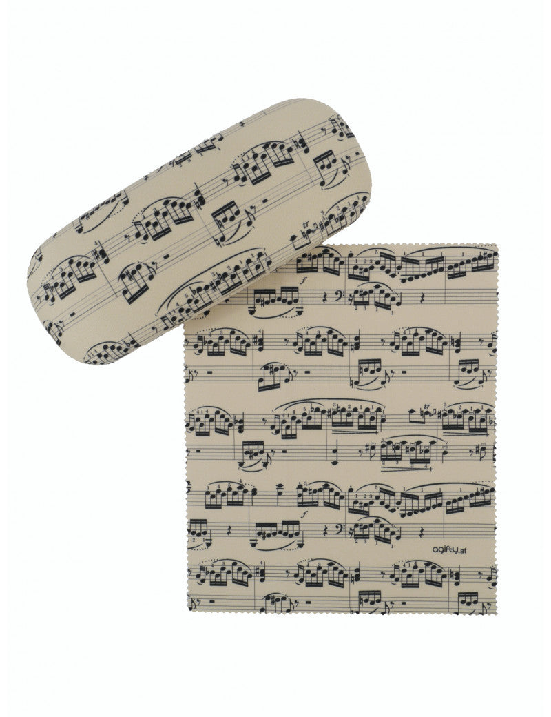 Glasses case and Cloth Creme with Black Manuscript