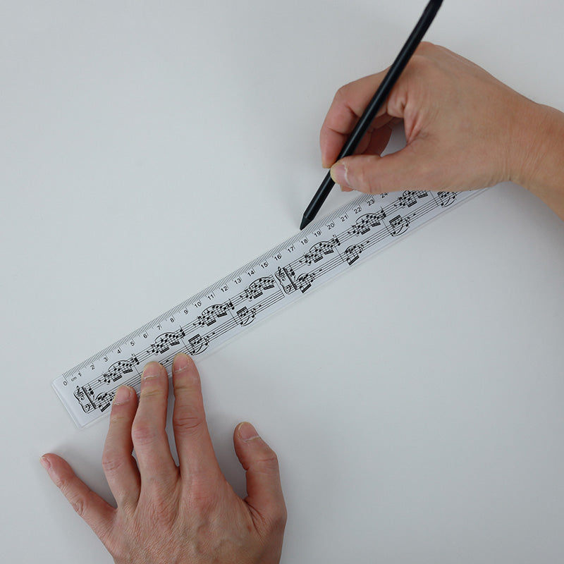 30cm Music Ruler White with Black Manuscript