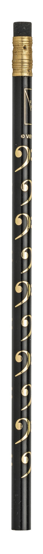Music Pencil Black with Gold Bass Clefs and Eraser