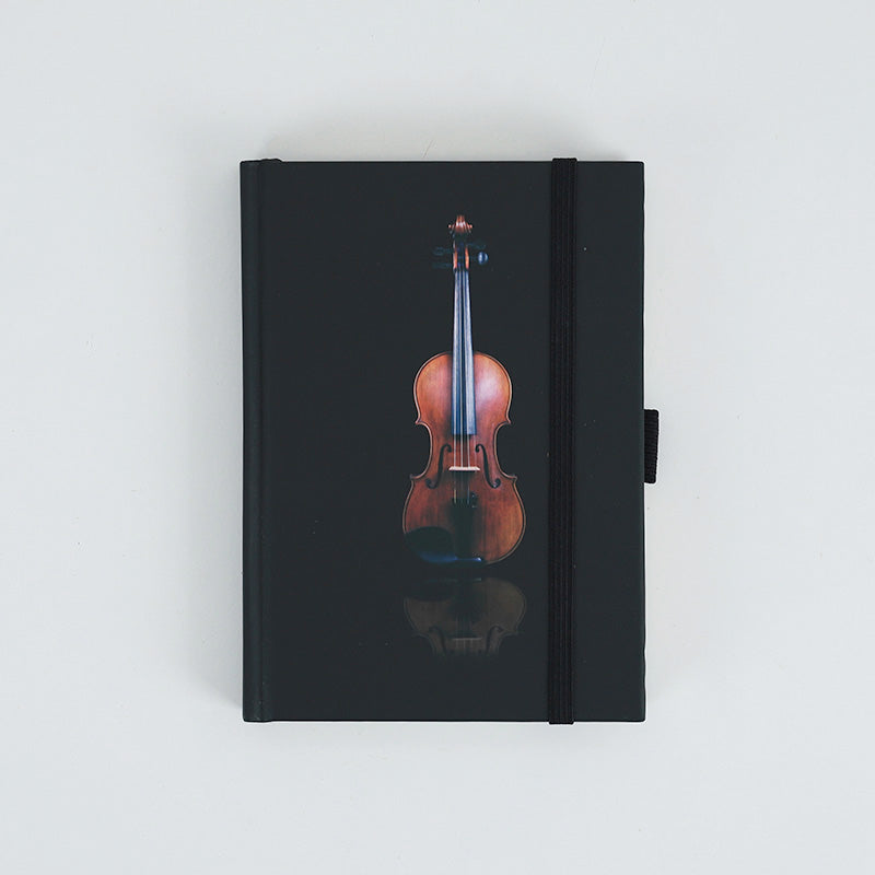 A6 Notebook Black with Violin on Cover 96 Sheets 192 Pages