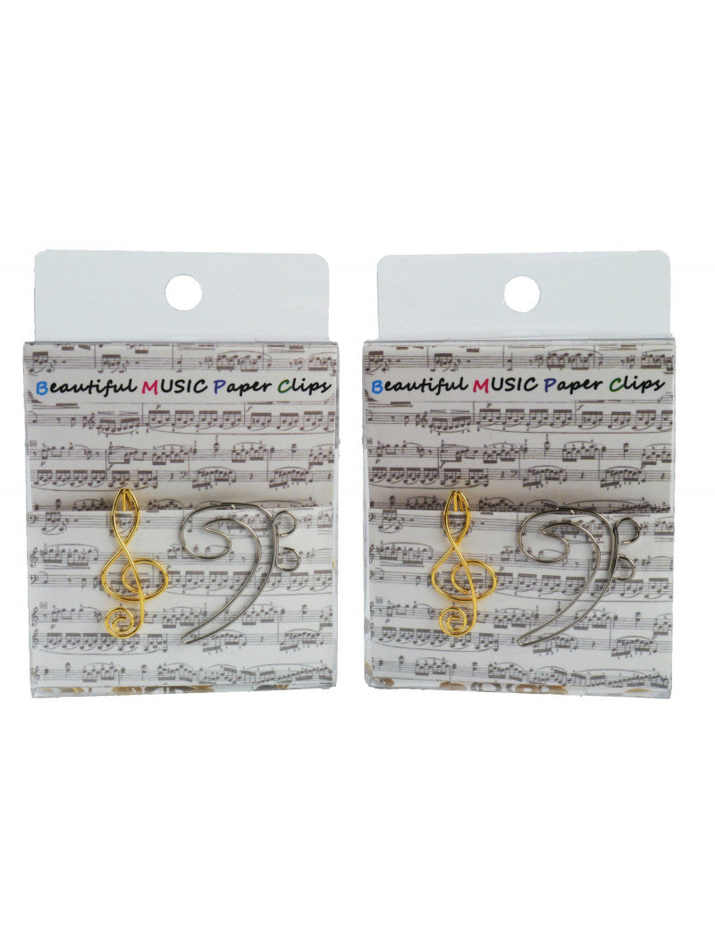 Gold Treble Clef and Silver Bass Clef Paper Clips Pack of 12