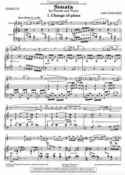 Sonata No 1 for Piccolo and Piano