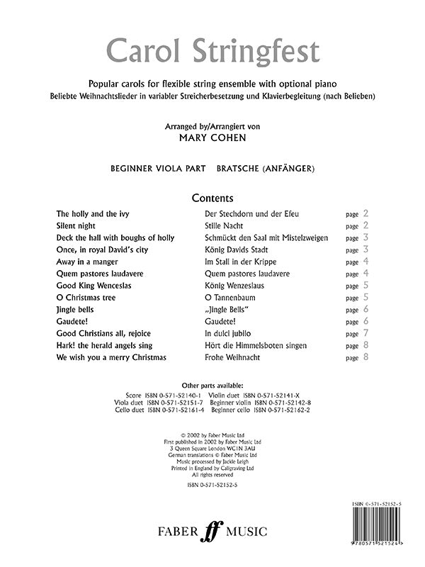 Carol Stringfest Beginner Viola Part