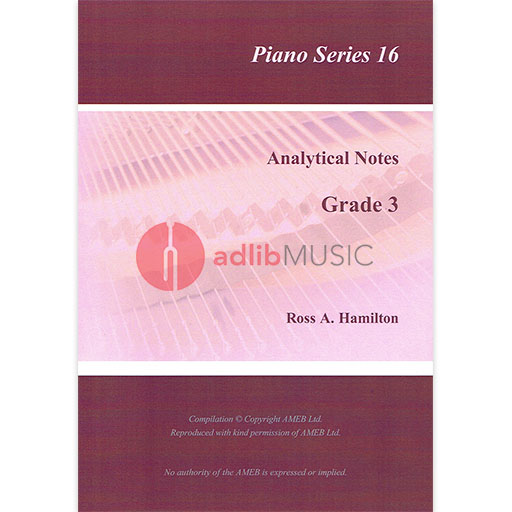 AMEB Analytical Notes Piano Series 16 Gr 3