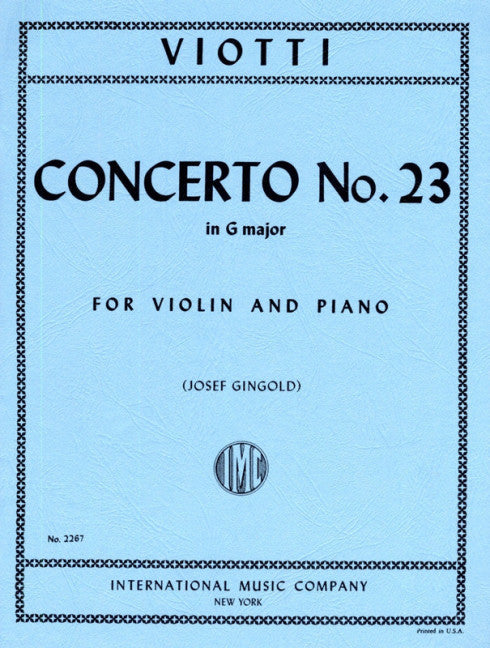 Viotti Violin Concerto No 23 in G Major Violin/Pno