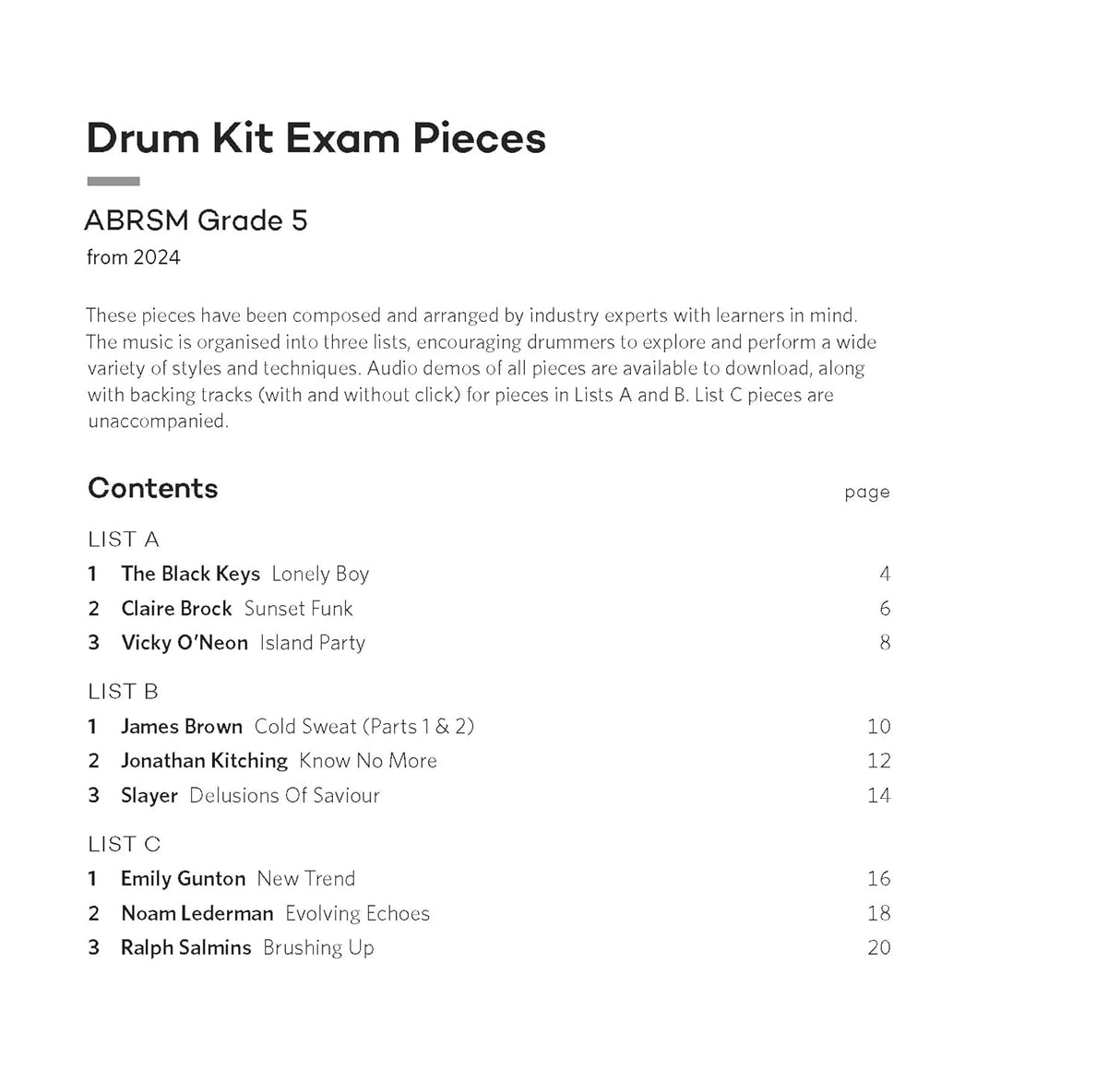 ABRSM Drum Kit Exam Pieces from 2024 Grade 5