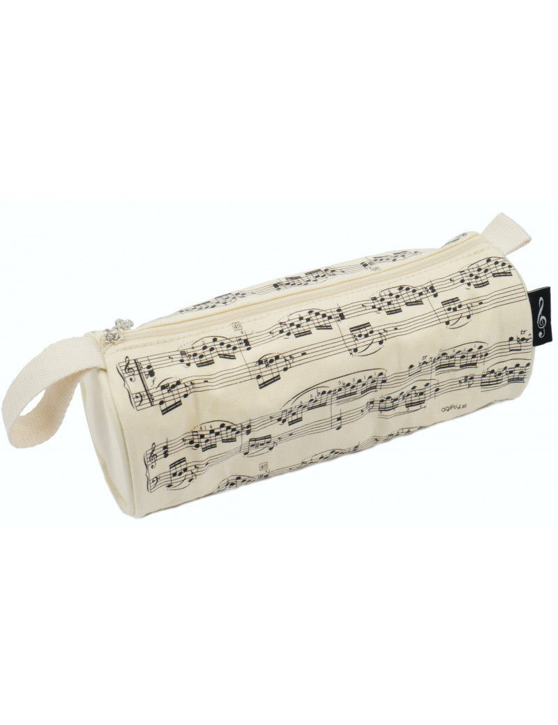 Creme Pencil Case with Black Manuscript