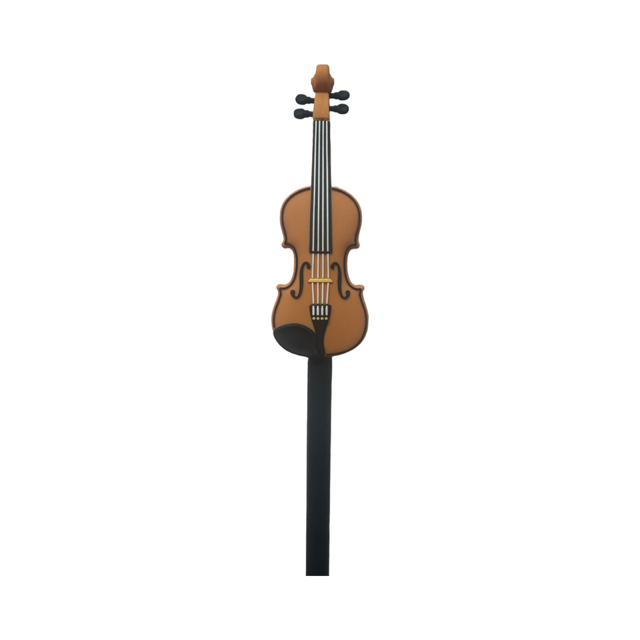 Music Pencil Black with a Miniature Rubber Violin on the Top with a Magnet