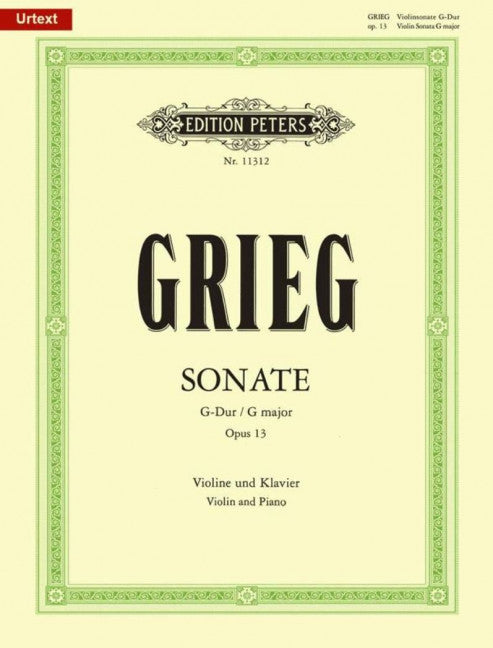 Violin Sonata No. 2 In G Op. 13 - Edvard Grieg - Violin Edition Peters