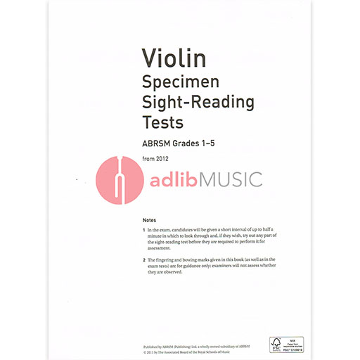 Violin Specimen Sight-Reading Tests, ABRSM Grades 1-5 - from 2012